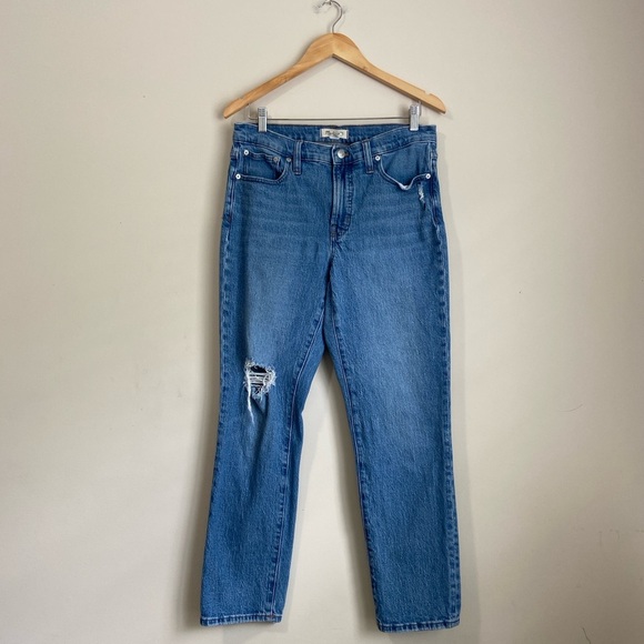 Madewell ‘Mid Rise Perfect Vintage Jean’ Distressed Straight Leg Jeans - Picture 1 of 10